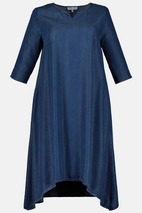Kleid, Denimoptik, Zipfelsaum, 3/4-Arm, Lyocell
