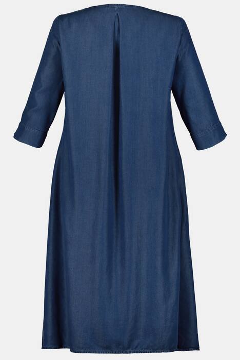 Kleid, Denimoptik, Zipfelsaum, 3/4-Arm, Lyocell