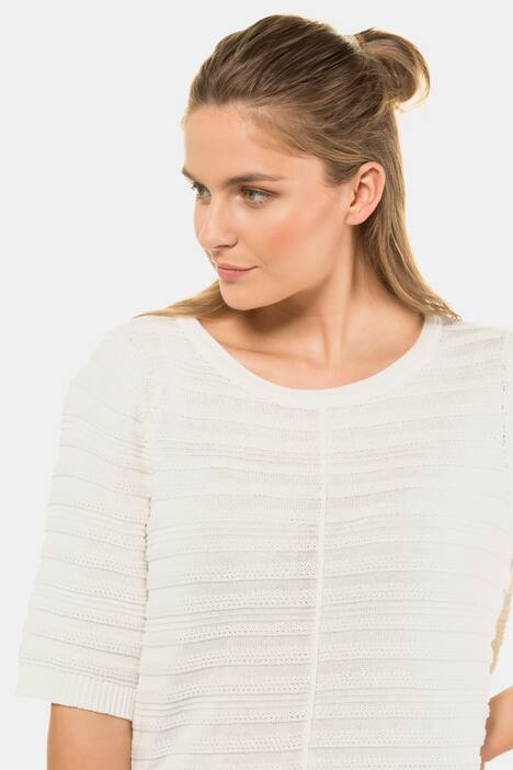 Pullover, Ajourstrick, Halbarm, Biobaumwolle