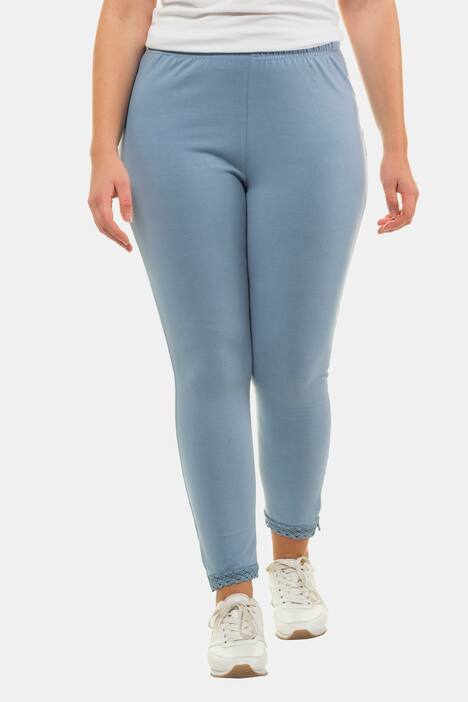 7/8-Leggings, Spitzensaum, Biobaumwolle