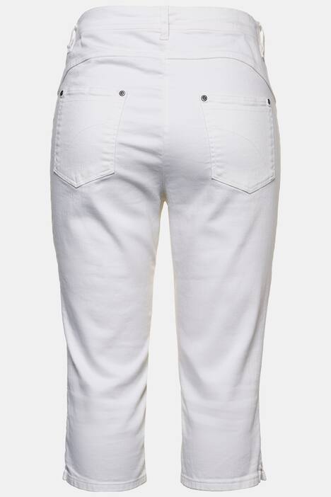 Jeans, Caprilänge, Blütenstickerei, gerader Schnitt