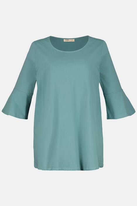 Shirt, A-lijn, 3/4 mouwen met volant, biokatoen
