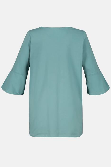 Shirt, A-lijn, 3/4 mouwen met volant, biokatoen