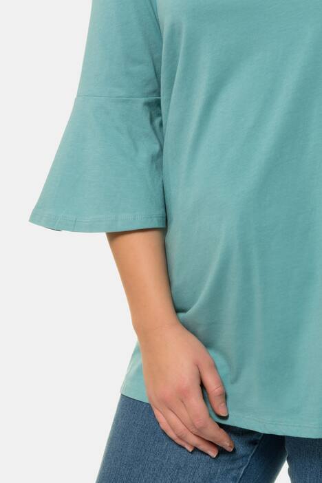 Shirt, A-lijn, 3/4 mouwen met volant, biokatoen