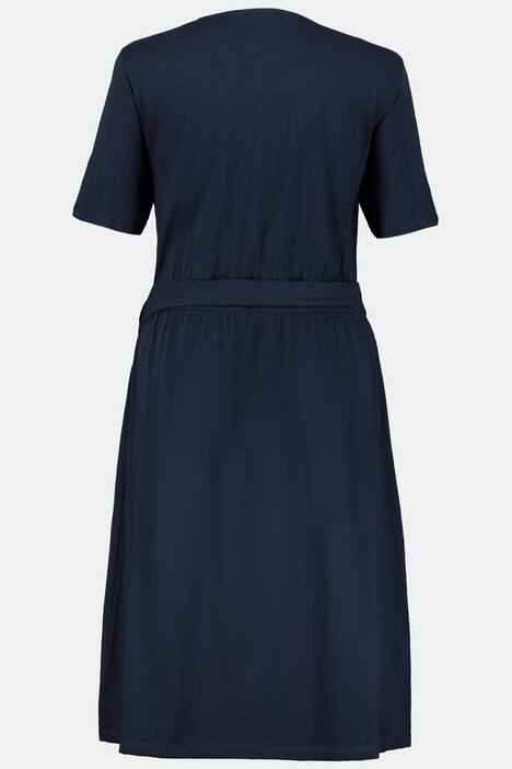 Eco Cotton Lace Trim Surplice Knit Dress