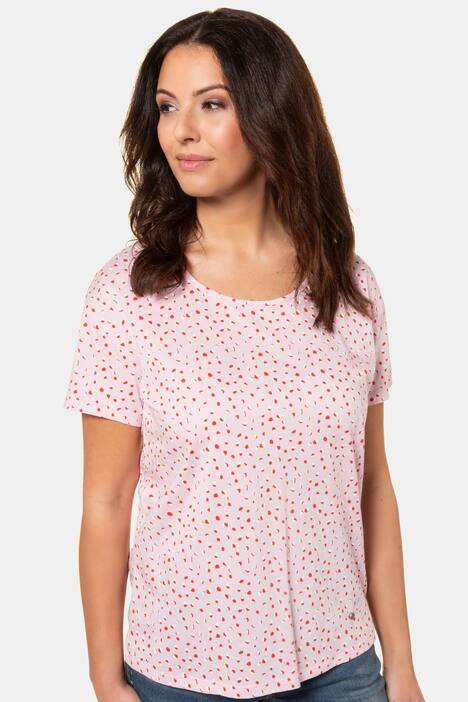 T-Shirt, gepunktet, Oversized, Tropfenausschnitt hinten