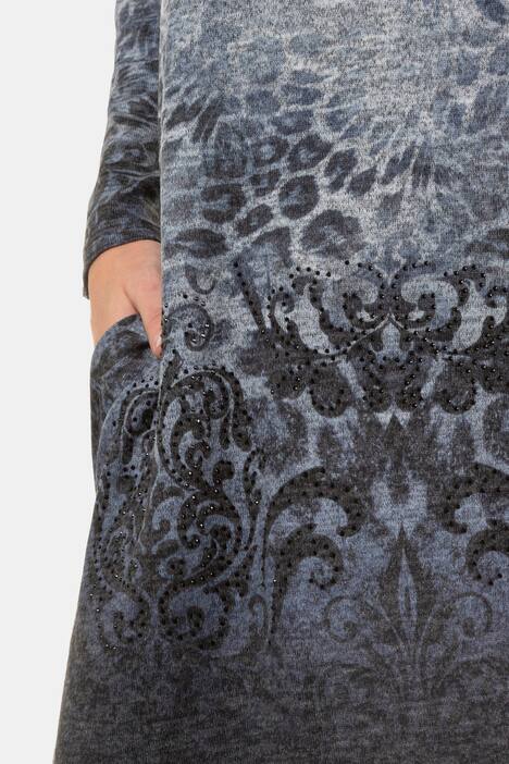 Pullover, Musterverlauf, lange Form, Ziersteinchen