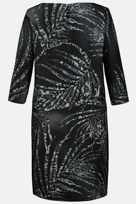 Kleid, Palmblattmuster, Zierstreifen, 3/4-Arm, Jersey