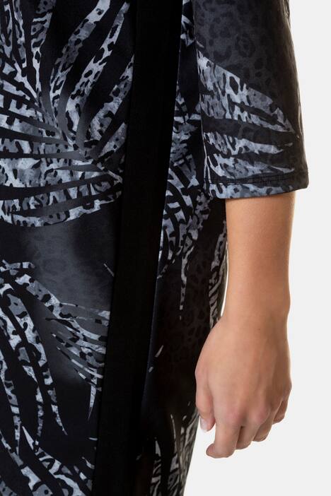 Kleid, Palmblattmuster, Zierstreifen, 3/4-Arm, Jersey