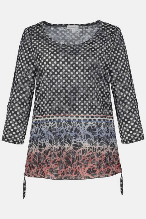 Shirt, Mustermix, Saum-Raffbänder, Ausbrennerjersey