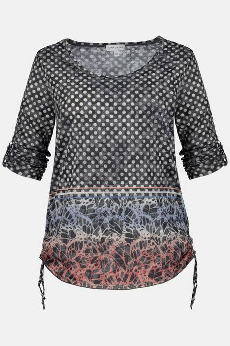 Shirt, Mustermix, Saum-Raffbänder, Ausbrennerjersey