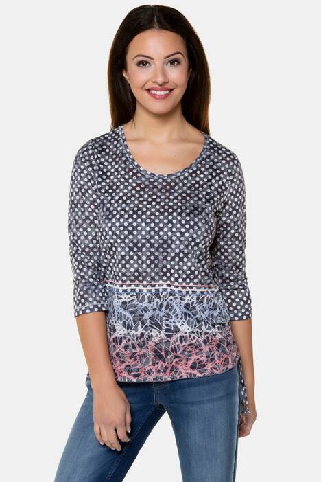 Shirt, Mustermix, Saum-Raffbänder, Ausbrennerjersey