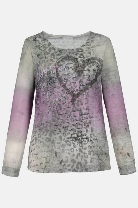 Shirt, Glitzerherz, Farbverlauf, Feinstrick