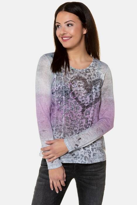 Shirt, Glitzerherz, Farbverlauf, Feinstrick