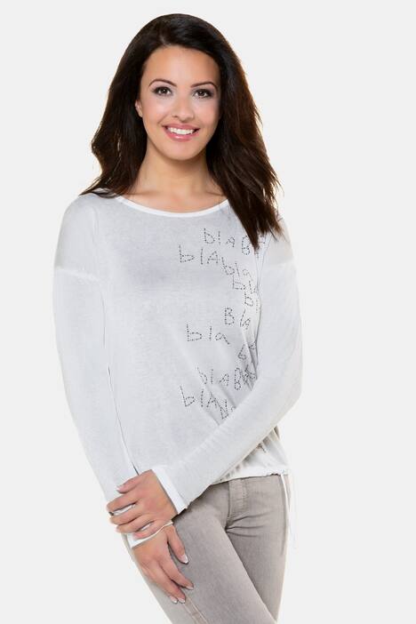 Sweatshirt, innen kontrastfarbig, Glitzerstein-Schrift