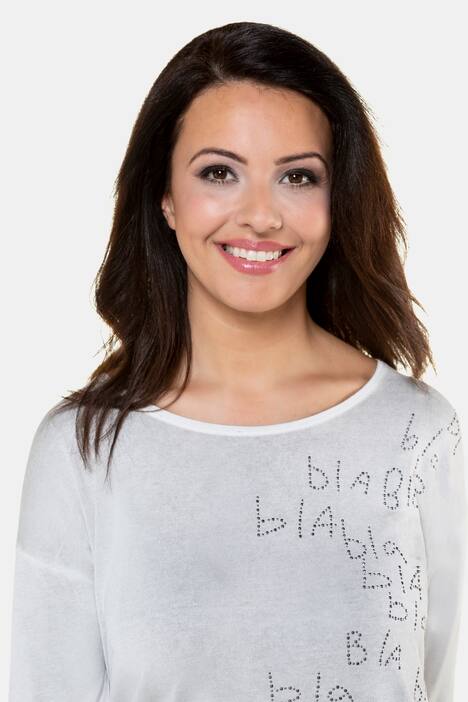 Sweatshirt, innen kontrastfarbig, Glitzerstein-Schrift