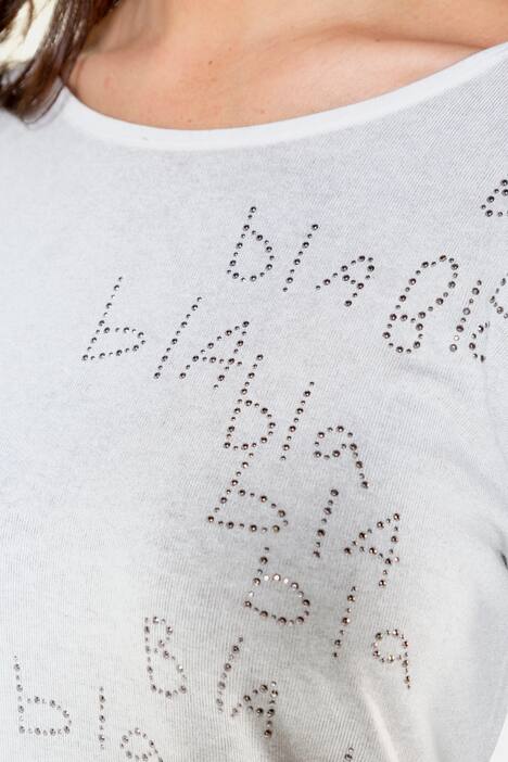 Sweatshirt, innen kontrastfarbig, Glitzerstein-Schrift