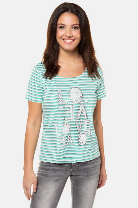 T-Shirt, Motiv LOVE, Ringel, Glitzernieten