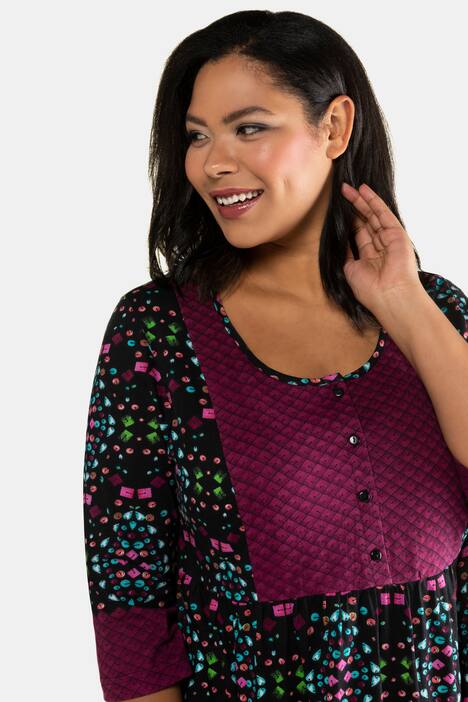 Jerseykleid, gemustert, Empire-Modell, 3/4-Arm
