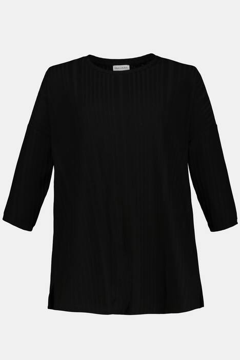Shirt, Rippstruktur, oversized, 3/4-Ärmel