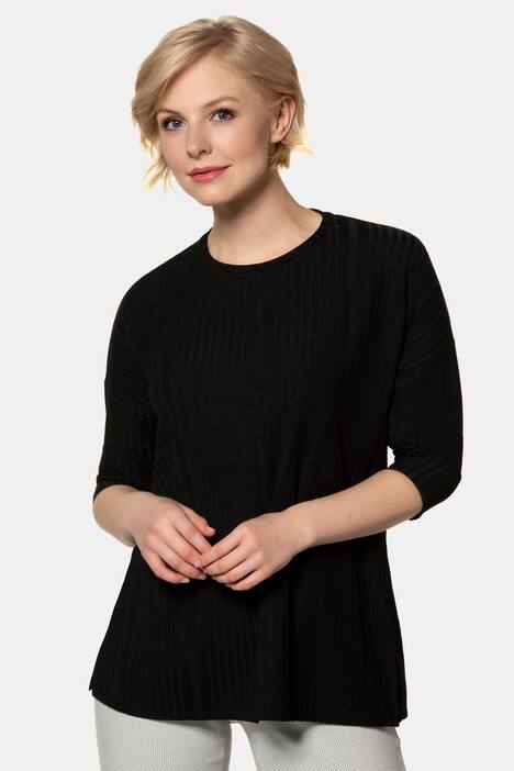 Shirt, Rippstruktur, oversized, 3/4-Ärmel