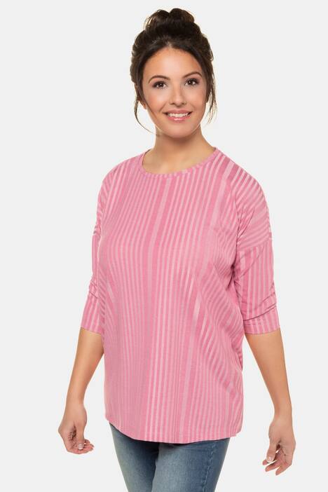 Shirt, Rippstruktur, oversized, 3/4-Ärmel