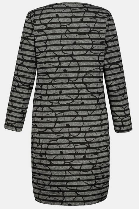Strickkleid, Blüten, Streifenmix, leicht tailliert