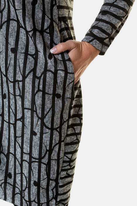 Strickkleid, Blüten, Streifenmix, leicht tailliert