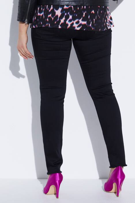 ankel jeans met rafels onderaan de pijpen, stretchdenim