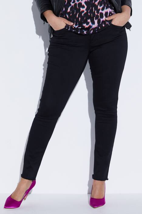ankel jeans met rafels onderaan de pijpen, stretchdenim
