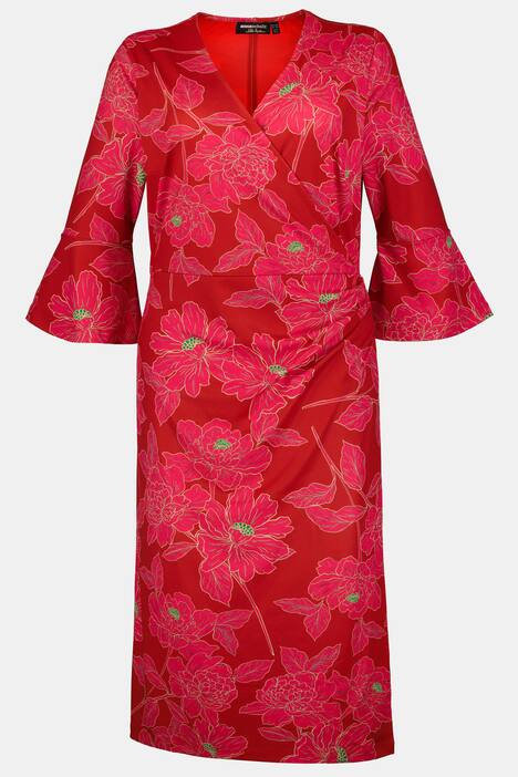 Print- Wickelkleid, 3/4 Arm mit Volant