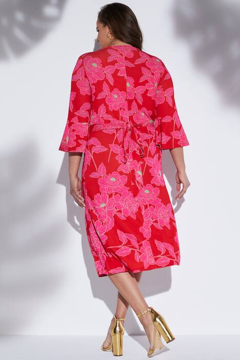 Print- Wickelkleid, 3/4 Arm mit Volant