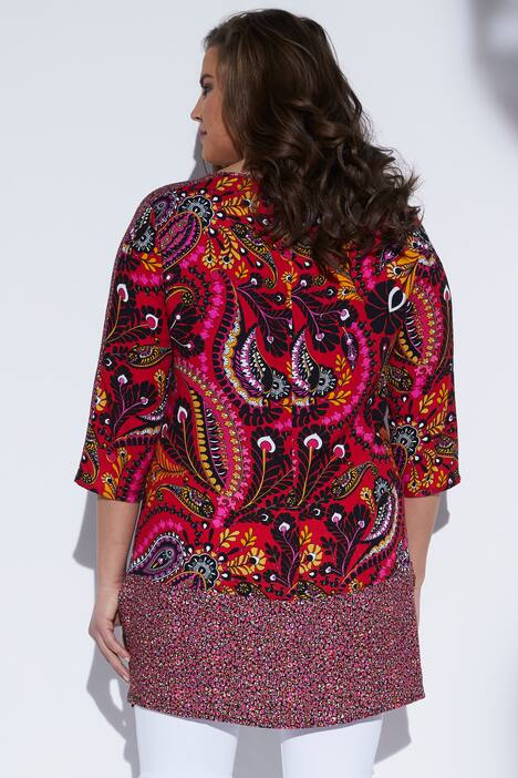 Extralange Tunika mit Alloverprint, Keyhole-Ausschnitt, A-Linie