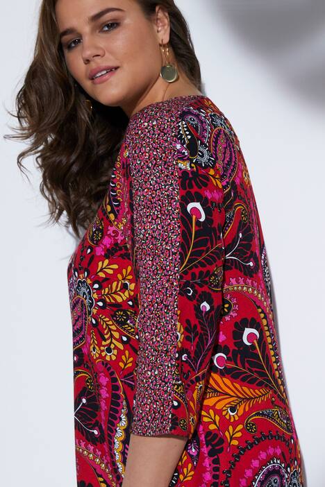Extralange Tunika mit Alloverprint, Keyhole-Ausschnitt, A-Linie