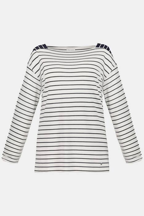 Sweatshirt, Ringel, eckiger Ausschnitt, 3/4-Ärmel