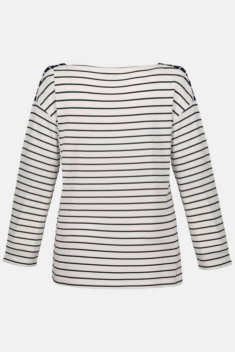 Sweatshirt, Ringel, eckiger Ausschnitt, 3/4-Ärmel