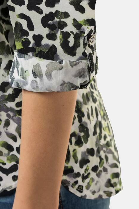 Bluse, Leomuster, hinten länger, Krempelriegel