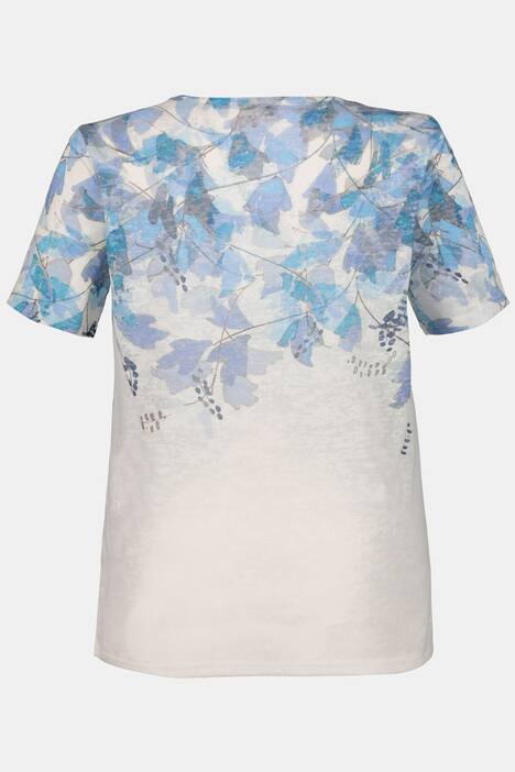 T-Shirt, Blättermotiv, Ziersteine, Ausbrennerjersey