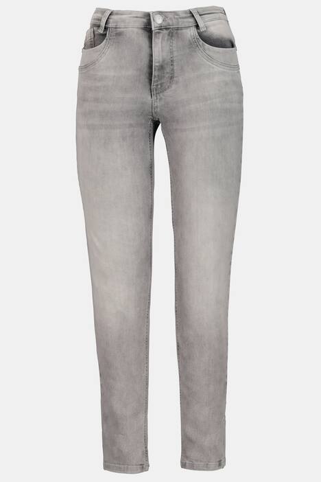 Jeans Tina, innen geblümt, Krempelsaum, gerades Bein
