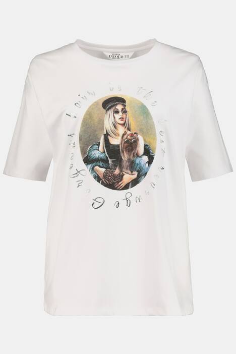 T-Shirt, Fashionista-Motiv, Silberschrift, Ziernieten