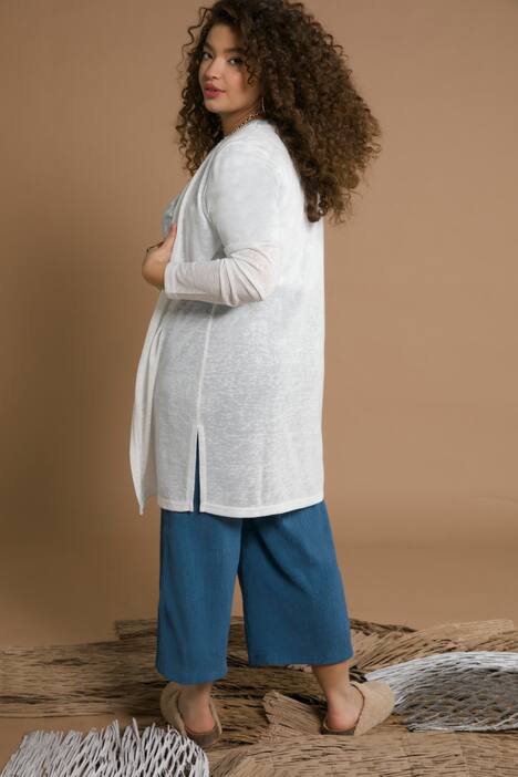 Strickjacke, Flammee Strick, offene Form, Langarm