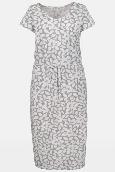 Jerseykleid, Blütenmuster, gekräuselte Quernaht