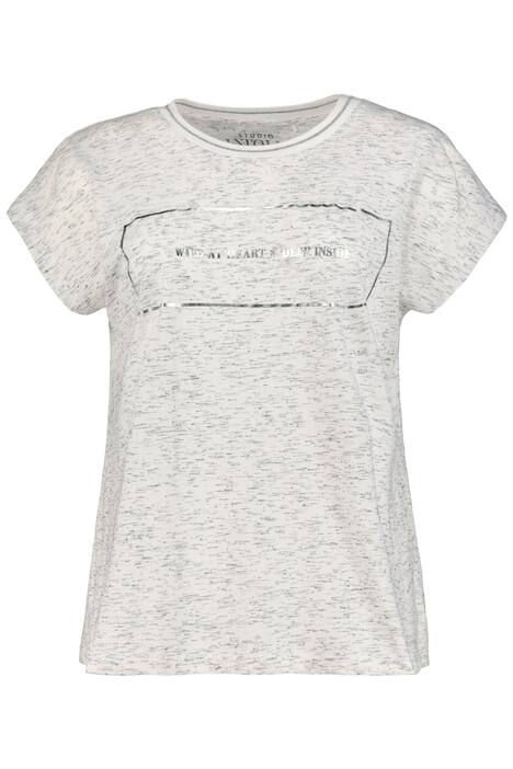 T-Shirt, Silver-Statement, Oversized, Melange-Jersey