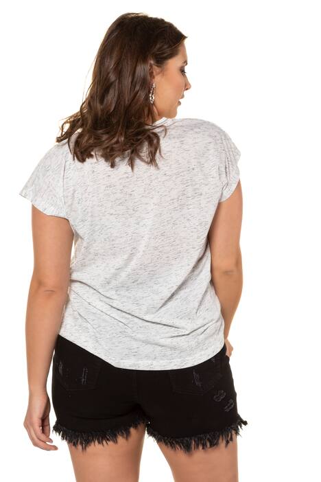 T-Shirt, Silver-Statement, Oversized, Melange-Jersey