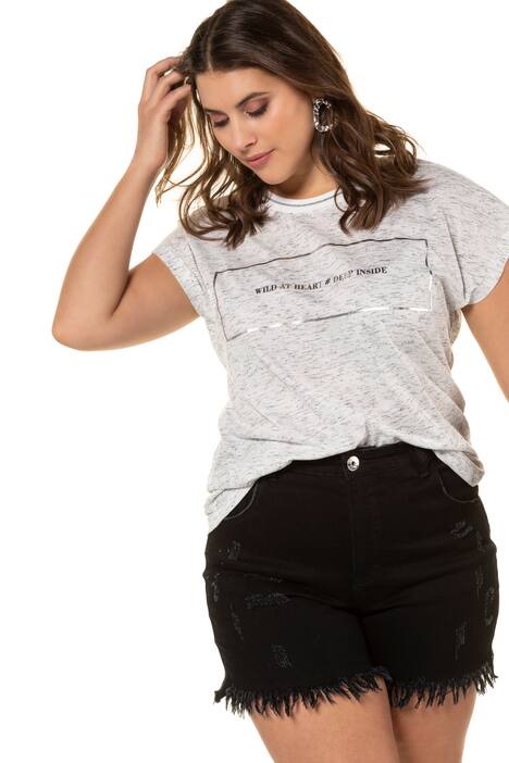 T-Shirt, Silver-Statement, Oversized, Melange-Jersey