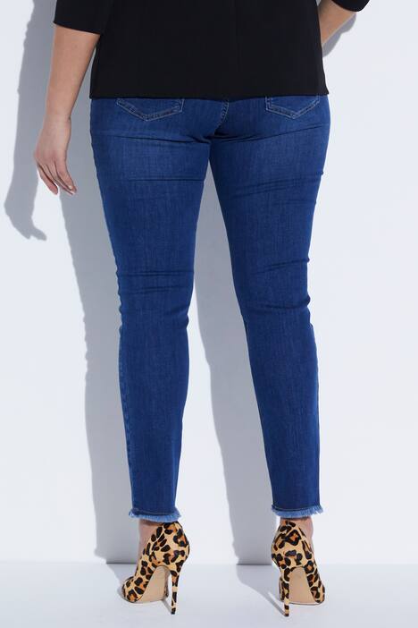 Anklejeans mit Fransensaum, Strechdenim
