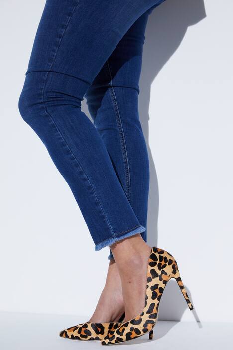 Anklejeans mit Fransensaum, Strechdenim