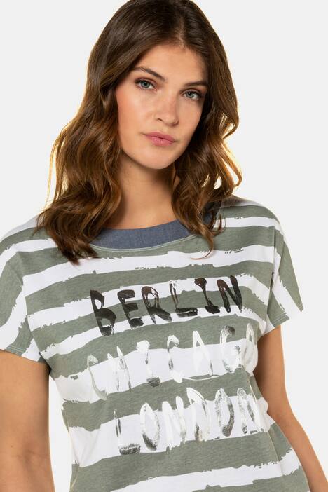 T-Shirt, Ringel, Metallic-Statement, Saumband