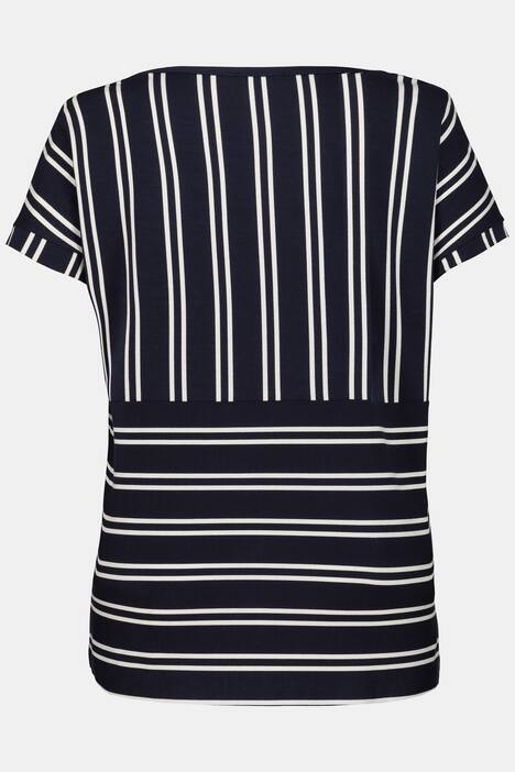 Ringelshirt, Tunika-Ausschnitt, Oversized, Halbarm