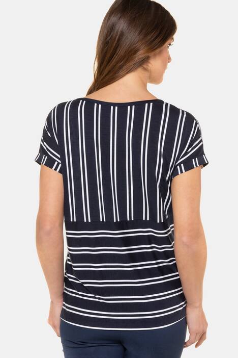 Ringelshirt, Tunika-Ausschnitt, Oversized, Halbarm